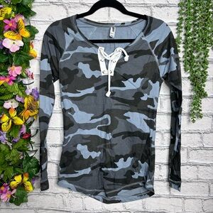 🌼3/$30🌼NWOT Pennant Long Sleeve Lace Up Jersey Top Size Small